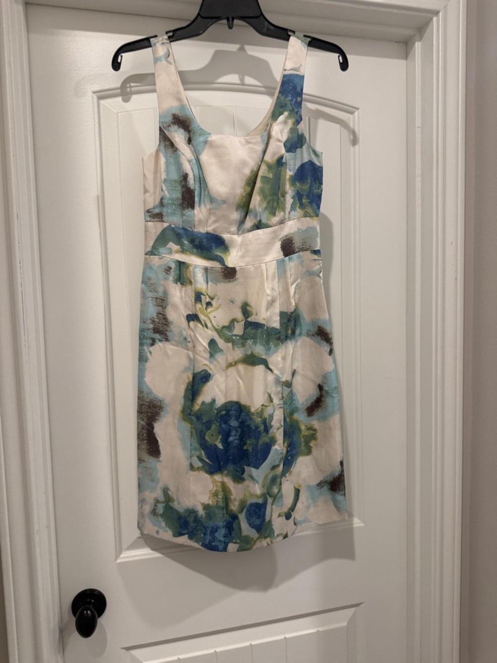 Banana Republic Cream Floral Sheath Dress with Blue and Green Accents